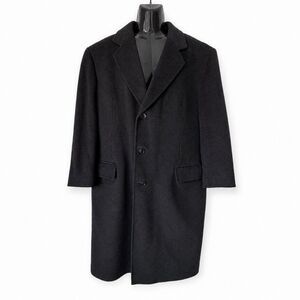 GUS’S Wool Cashmere Blend Overcoat Mens 48L Black 3 Button Italy Croatia